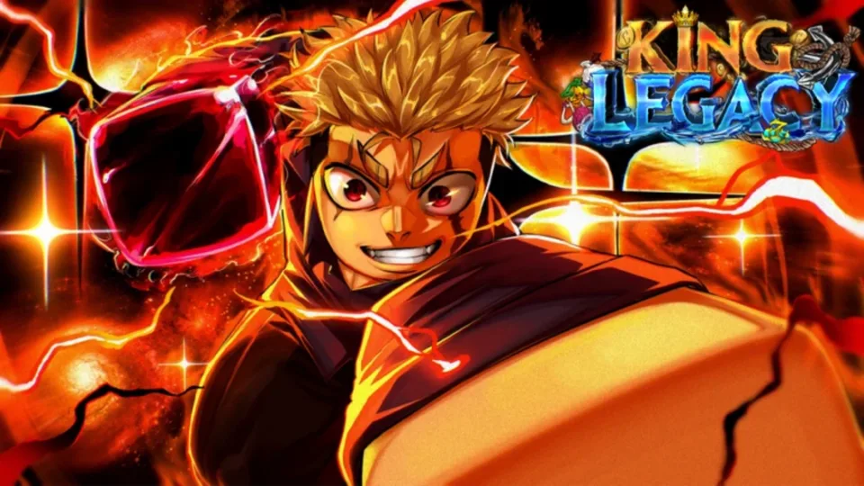King Legacy promotional artwork of a fighter surrounded by flames